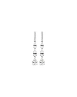 Pear Shape Cubic Zirconia Triple Drop Stud Earrings in Sterling Silver