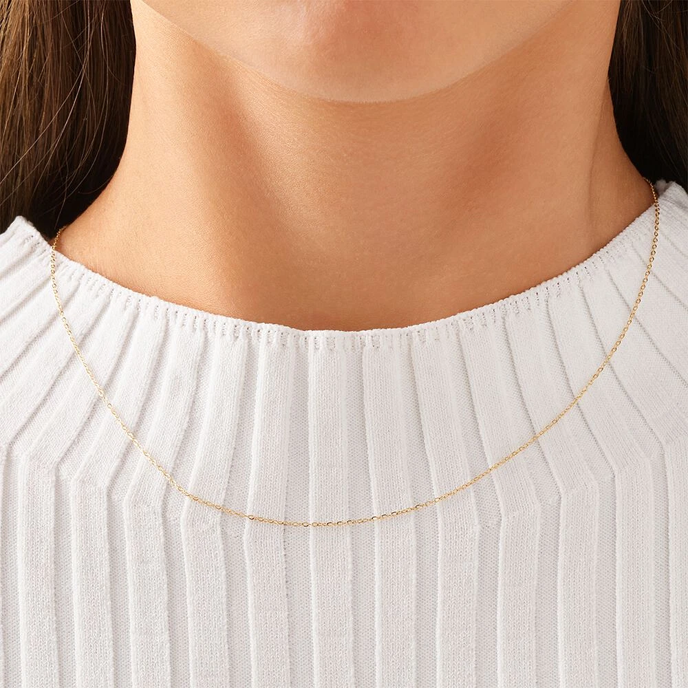 45cm (17") 0.95mm Width Solid Cable Chain In 10kt White Gold