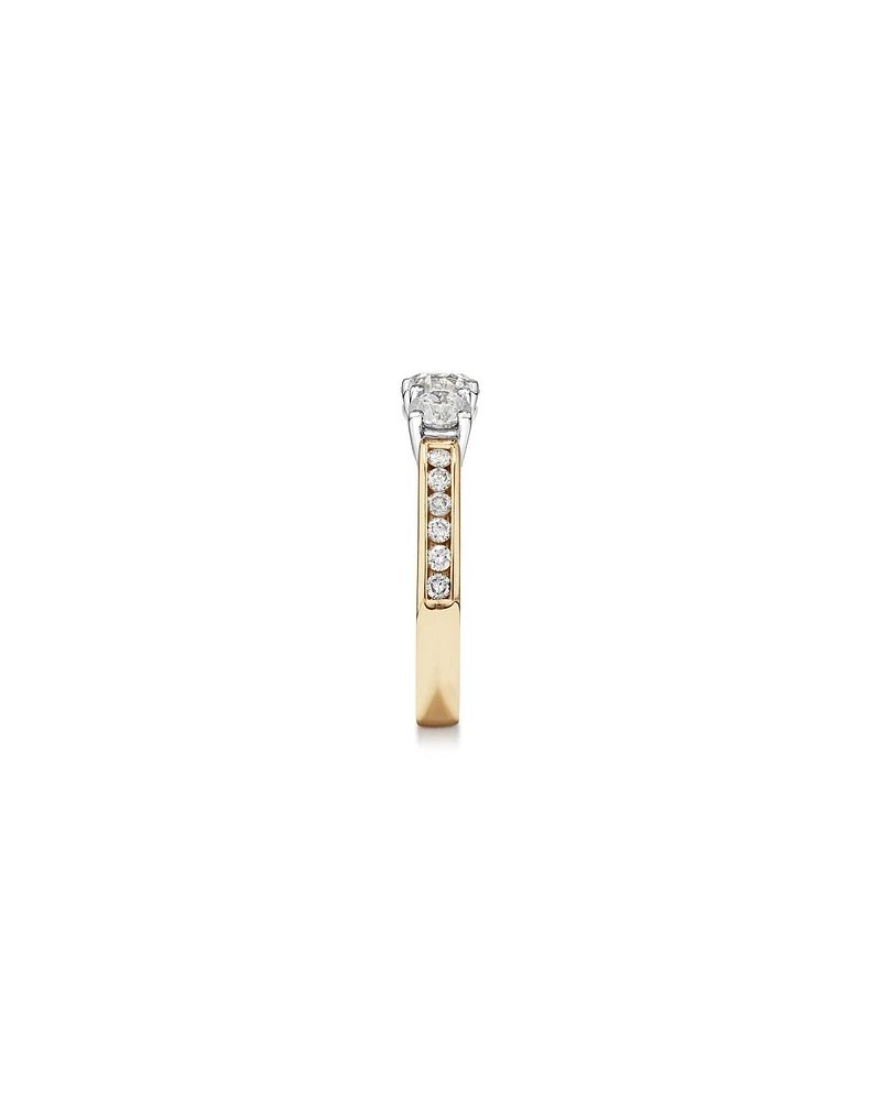 1.50 Carat TW Three Stone Round Brilliant Diamond Engagement Ring in 14kt Yellow and White Gold