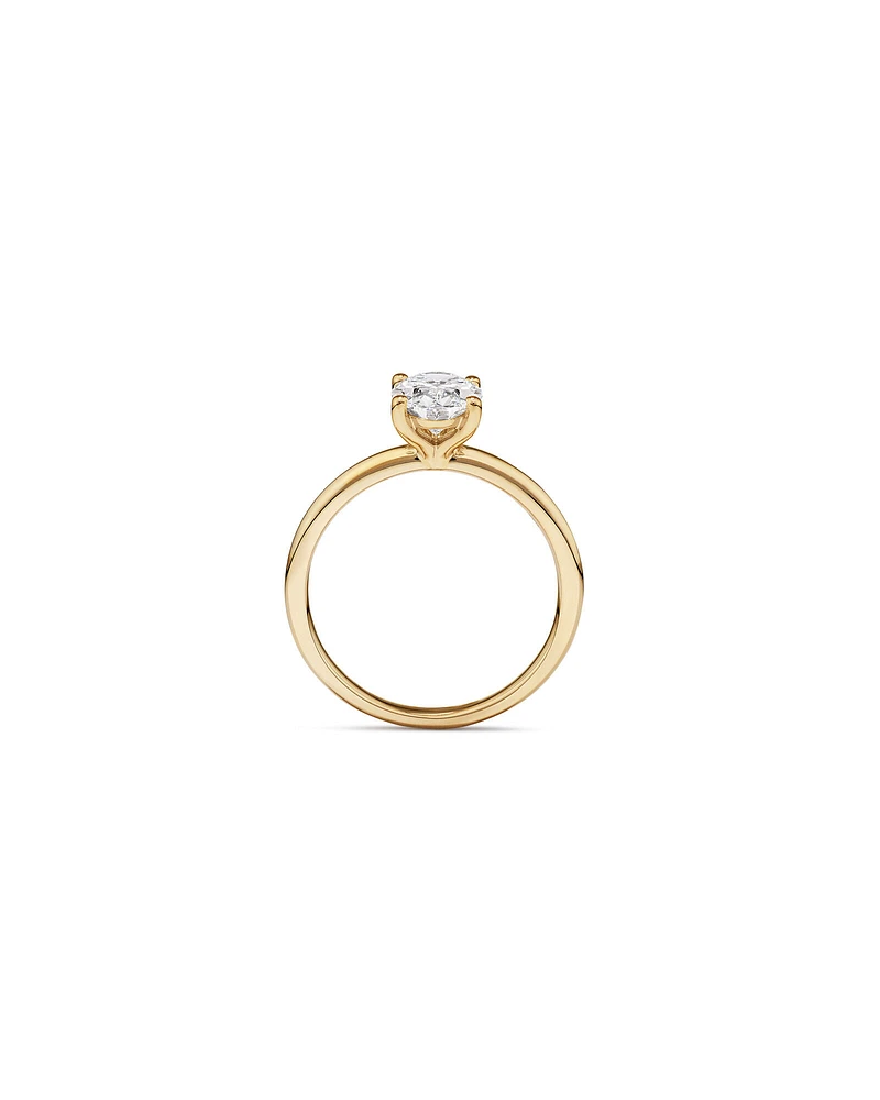 Bague De Fiançailles Solitaire En Diamant De Laboratoire Ovale De 1,25 Carat Poids Total En Or Jaune Et Blanc 14 Carats