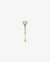 0.31 Carat TW Emerald Cut Diamond Halo Engagement Ring in 14kt Yellow and White Gold