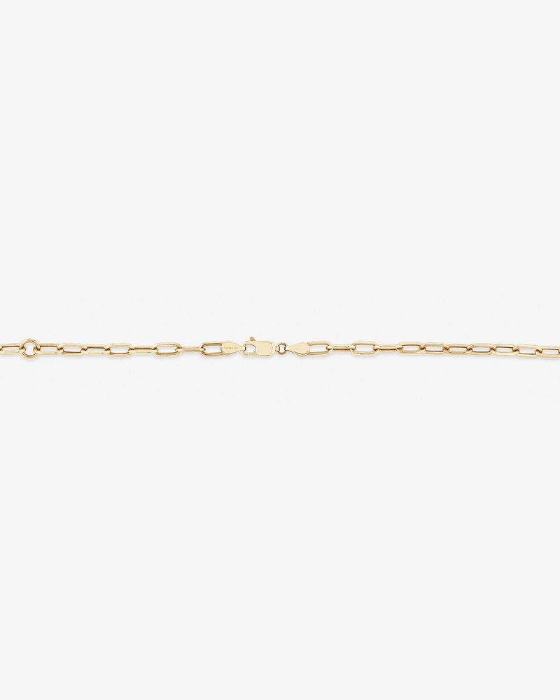 Chaîne à maillons trombone creux en or jaune 10 K de 45 cm, largeur de 3,5 mm