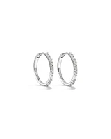 0.25 Carat TW Diamond Dot Dash Hoop Earrings in 10kt White Gold