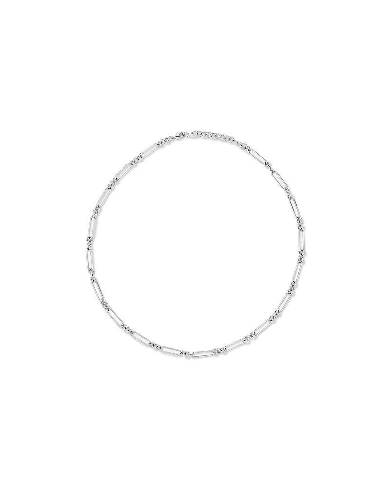 50cm (20") 3.5mm Width Paperclip 3 and 1 Alternating Chain Necklace in Sterling Silver