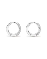 Cubic Zirconia Huggie Earrings in Sterling Silver