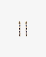 0.22 Carat TW Diamond and Created Sapphire Huggie Hoop Earrings in 10kt Yellow Gold