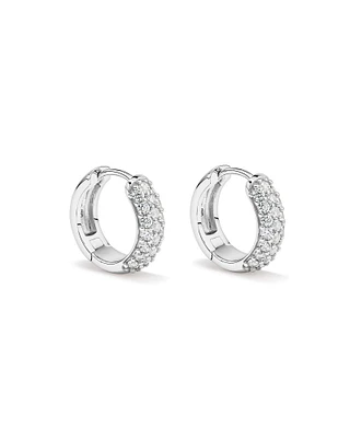Cubic Zirconia Huggie Earrings in Sterling Silver