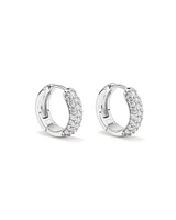 Cubic Zirconia Huggie Earrings in Sterling Silver