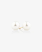 Stud Earrings with 7mm Round Cultured Freshwater Pearls in 10kt Yellow Gold