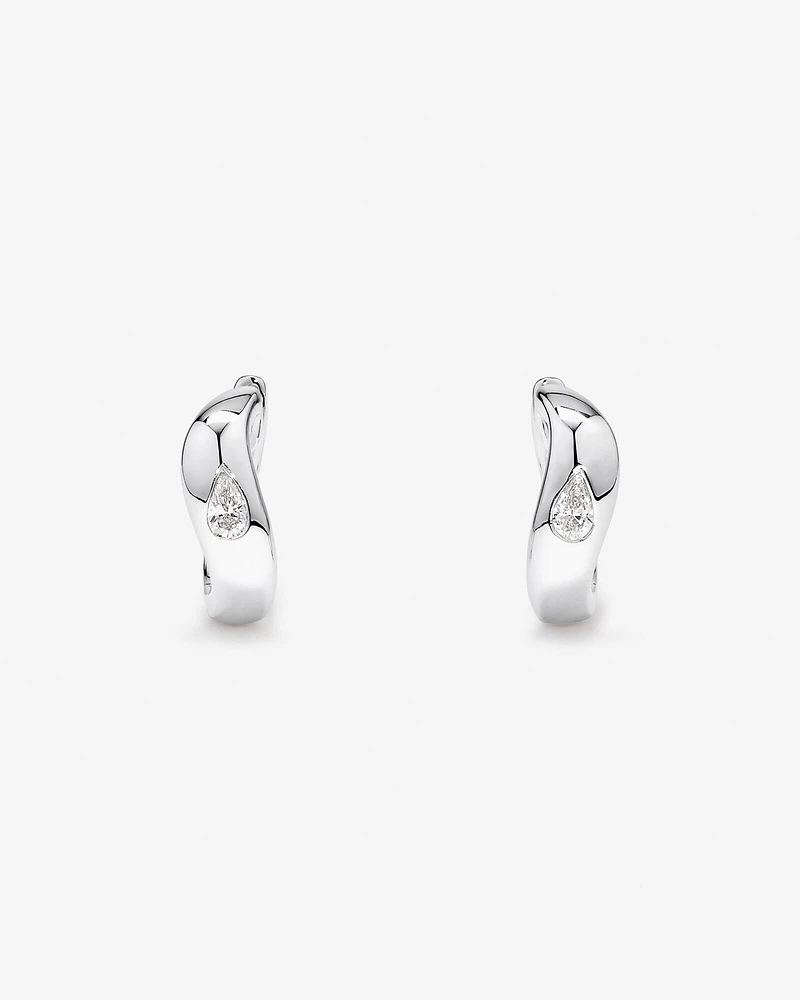 0.20 Carat TW Laboratory-Grown Pear Diamond Hoop Earrings in Sterling Silver