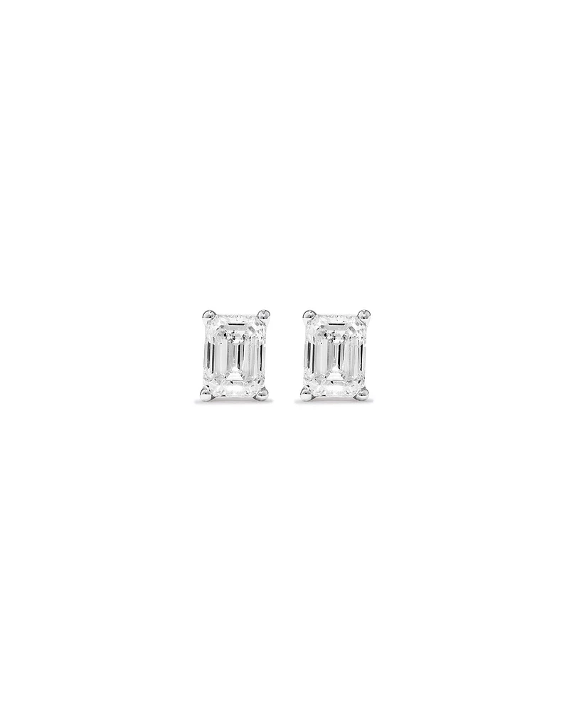0.50 Carat TW Emerald Cut Diamond Solitaire Stud Earrings in 18kt White Gold