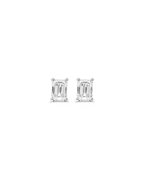 0.50 Carat TW Emerald Cut Diamond Solitaire Stud Earrings in 18kt White Gold