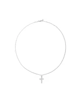 Cubic Zirconia Cross Pendant Necklace in Sterling Silver