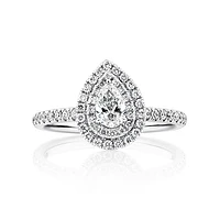 Double Halo Ring with 0.71 Carat TW of Diamonds in 18kt Gold
