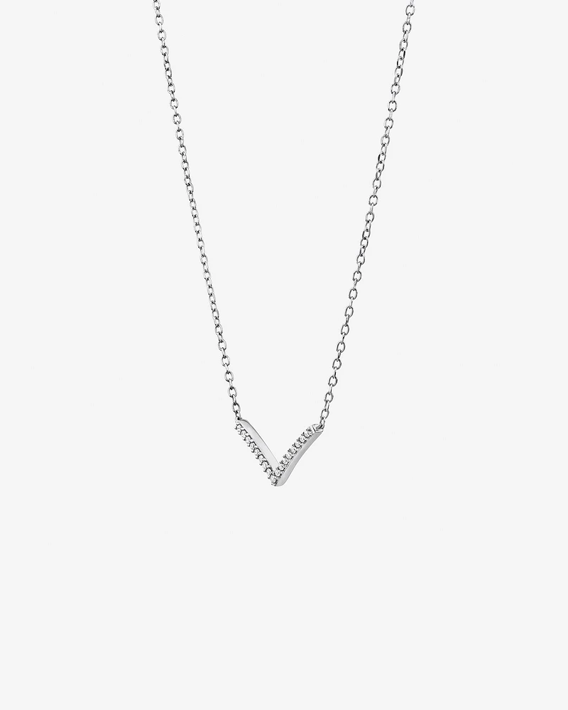 Chevron Necklace with 0.05 Carat TW Diamonds in Sterling Silver