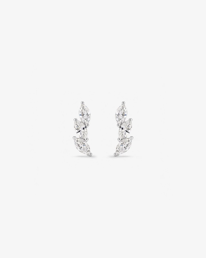 0.96 Carat TW Floret Laboratory-Grown Diamond Climber Earrings in 10kt White Gold