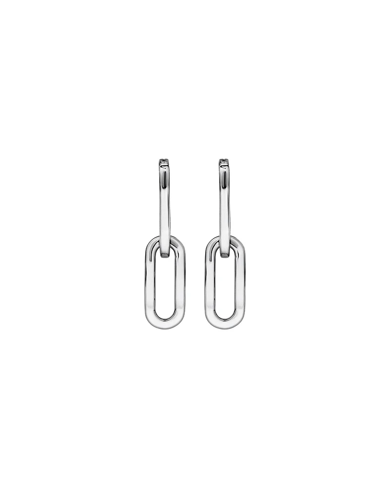 Paperclip Huggie Drop Earrings in Sterling Silver