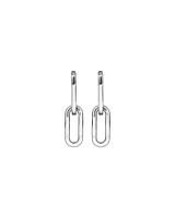 Paperclip Huggie Drop Earrings in Sterling Silver