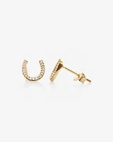 Mini Horseshoe Earrings with Diamonds in 10kt Yellow Gold