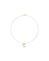 Two-Tone Double Circle Pendant Hammered Finish Necklace in 10kt White and Yellow Gold