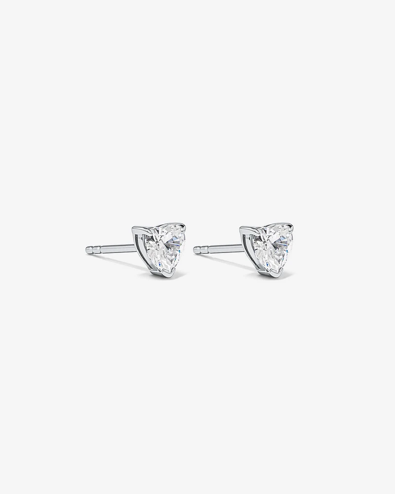 Cubic Zirconia Heart Stud Earrings and Necklace Set in Sterling Silver