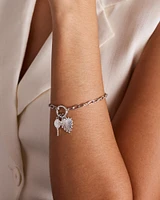 18cm (7") Round Paperclip Open Pendant Bracelet in Sterling Silver