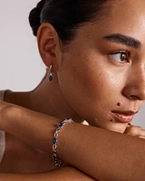 Oval Cut Blue Created Sapphire Gemstone and Diamond Bracelet in Sterling Silver