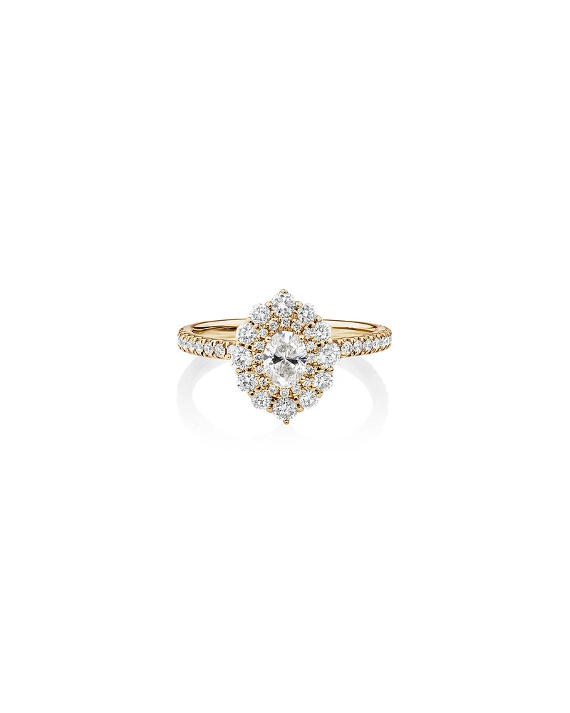Sir Michael Hill Designer Oval Engagement Ring with 0.92 Carat TW Diamonds in 18kt White Gold