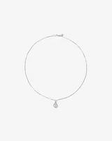 Pear Cubic Zirconia Halo Pendant Necklace in Sterling Silver