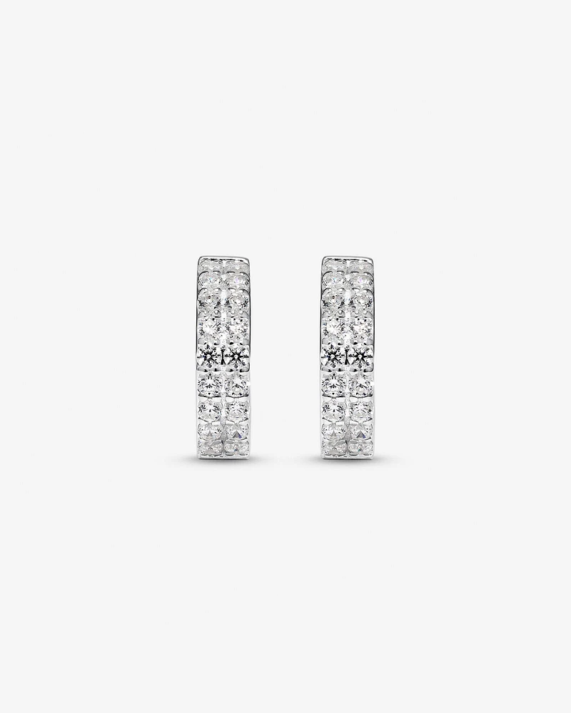 Half Hoops with Cubic Zirconia in Sterling Silver