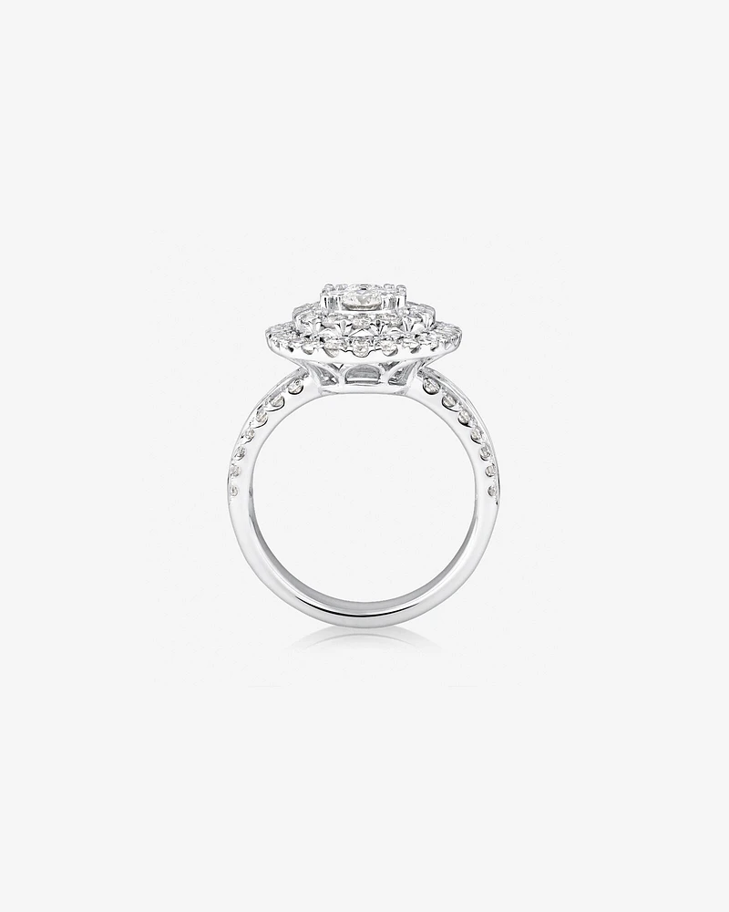Oval Cluster Ring with 2.50 Carat TW of Diamonds in 14kt White Gold