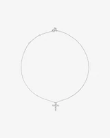 0.34 Carat TW Baguette and Round Brilliant Diamond Cross Pendant in 10kt White Gold