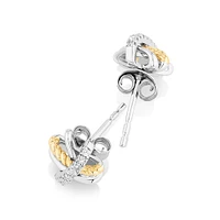 Crossover Earrings with .09 Carat TW Diamonds in Sterling Silver and 10kt Yellow Gold