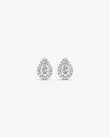 0.45 Carat TW Pear Diamond Halo Stud Earrings in 10kt White Gold