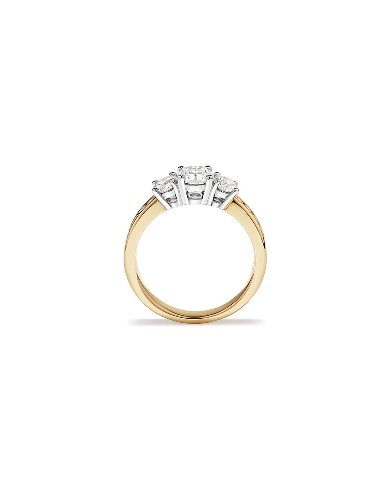 1.50 Carat TW 3 Stone Signature 101 Diamond Ring in 14kt Yellow and White Gold