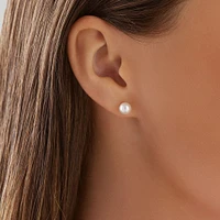 Stud Earrings with 6mm Round Cultured Freshwater Pearl in 10kt Yellow Gold