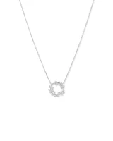 Cubic Zirconia Vine Circle Pendant Necklace in Sterling Silver