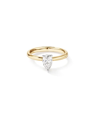0.70 Carat TW Certified Pear Cut Diamond Solitaire Engagement Ring in 18kt Yellow and White Gold