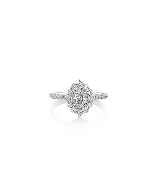 Sir Michael Hill Designer Oval Engagement Ring with 0.92 Carat TW Diamonds in 18kt White Gold