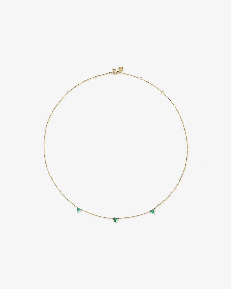 Emerald Trio Station Necklace in 10kt Yellow Gold