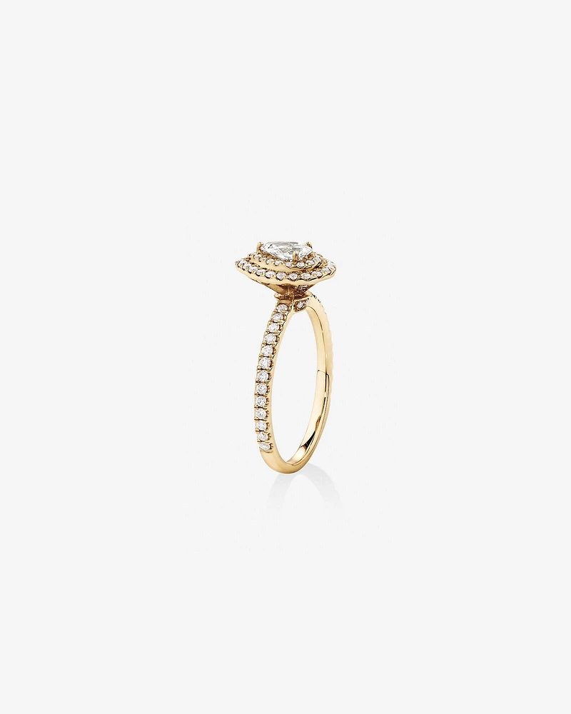 Double Halo Ring with 0.71 Carat TW of Diamonds in 18kt White Gold