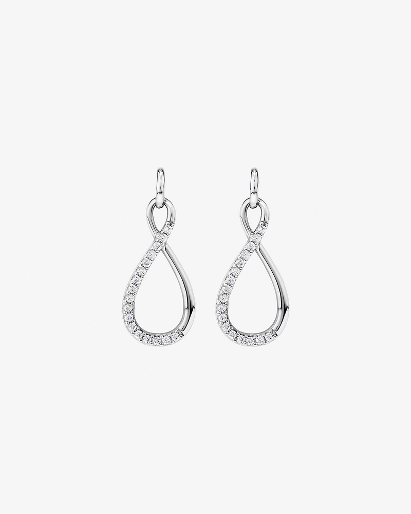 Cubic Zirconia Infinity Drop Stud Earrings in Sterling Silver