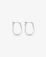 Pavé Cubic Zirconia Horseshoe Hoop Earrings in Sterling Silver
