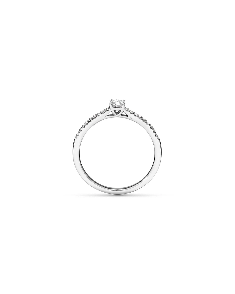 0.25 Carat TW Round Brilliant Diamond Side Accent Engagement Ring in 14kt White Gold