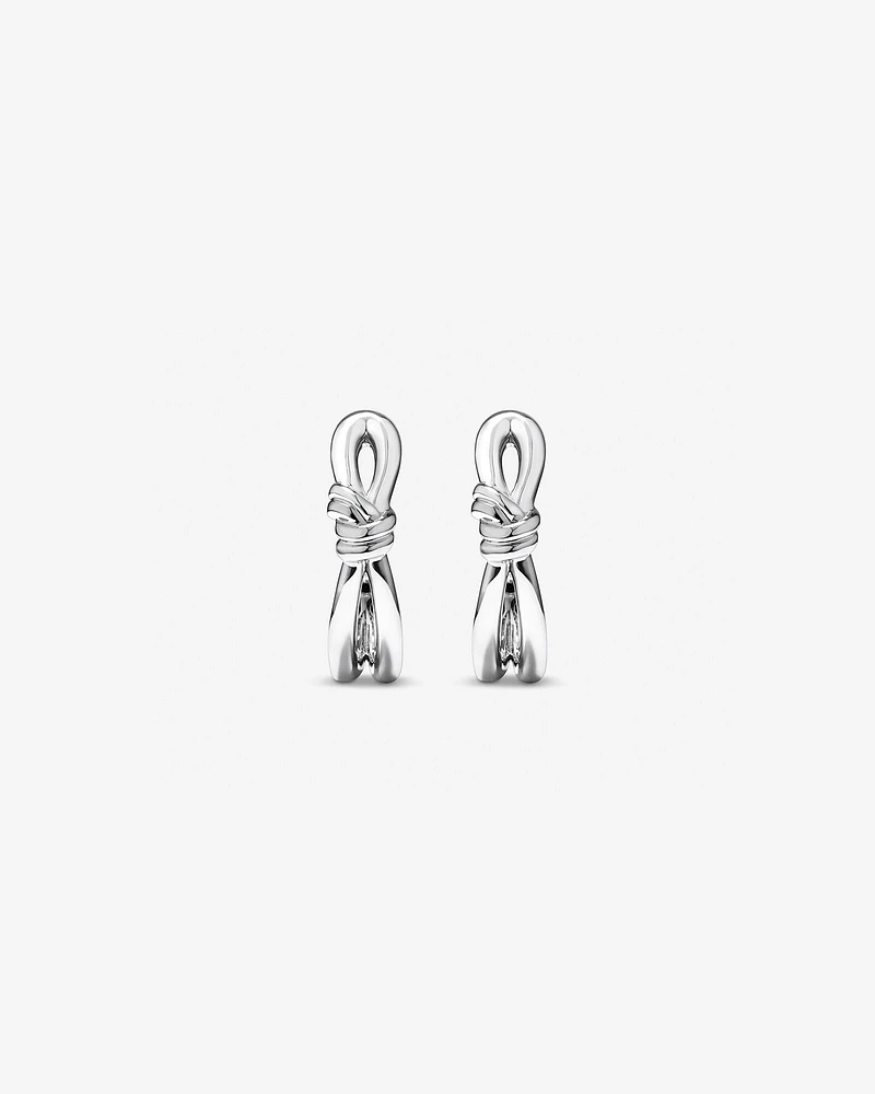 Knot Half Hoop Stud Earrings in Sterling Silver