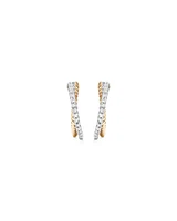 Crossover Hoop Earrings with .20 Carat TW Diamonds in Sterling Silver and 10kt Yellow gold