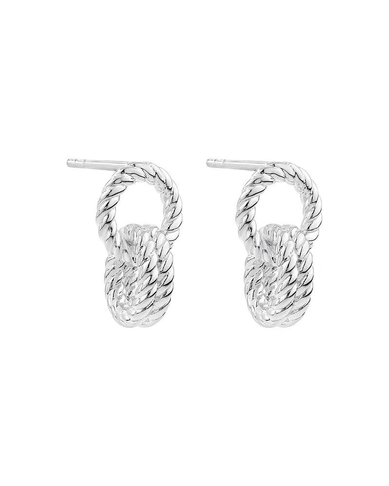 Rope Textured Earrings in Sterling Silver