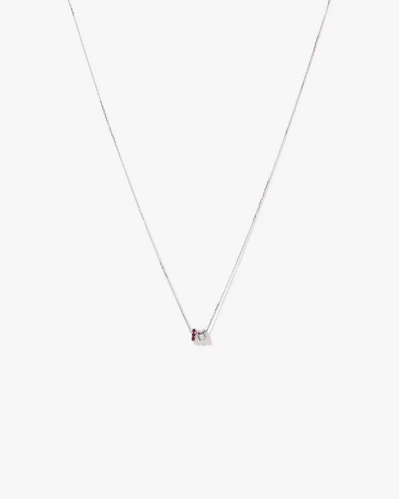 Ruby & Diamond Rondell Pendant with 0.21 Carat TW in 10kt White Gold
