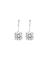 Round Brilliant Cubic Zirconia Drop Shepherds Hook Earrings in Sterling Silver