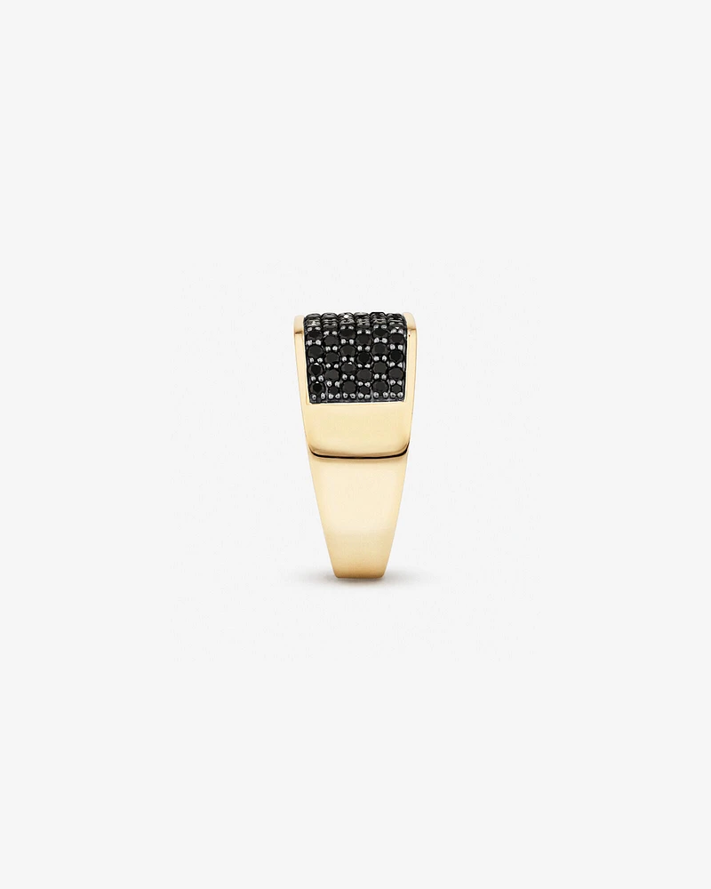 Black Diamond Ring with 1.70TW of Diamonds in 10kt Yellow Gold